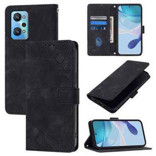 For Realme GT Neo 3T Skin-feel Embossed Leather Phone Case(Black)