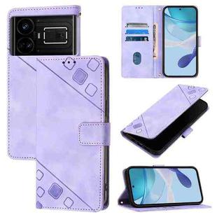 For Realme GT5 240W / Realme GT5 Skin-feel Embossed Leather Phone Case(Light Purple)