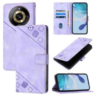 For Realme Narzo 60 Pro Global Skin-feel Embossed Leather Phone Case(Light Purple)