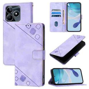 For Realme C53 4G / Narzo N53 4G Global Skin-feel Embossed Leather Phone Case(Light Purple)