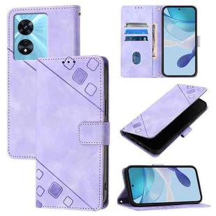 For Realme Narzo 50 5G / Realme V23 Skin-feel Embossed Leather Phone Case(Light Purple)