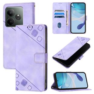 For Realme GT 6 5G Global Skin-feel Embossed Leather Phone Case(Light Purple)