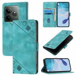 For Realme GT 6 5G Global Skin-feel Embossed Leather Phone Case(Green)