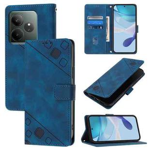 For Realme GT 6T 5G Global Skin-feel Embossed Leather Phone Case(Blue)