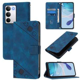 For Realme C71 4G Global Skin-feel Embossed Leather Phone Case(Blue)