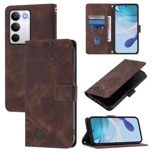For Realme C71 4G Global Skin-feel Embossed Leather Phone Case(Brown)