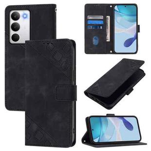 For Realme C71 4G Global Skin-feel Embossed Leather Phone Case(Black)