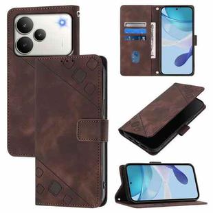 For Realme P4 Pro 5G Skin-feel Embossed Leather Phone Case(Brown)