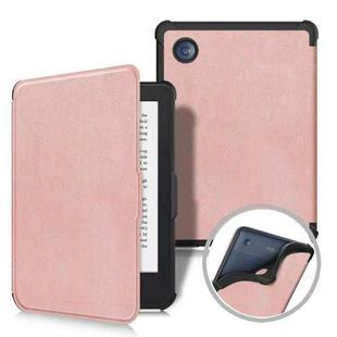 For KOBO Clara Colour 2E 2022 Solid Color Voltage Caster TPU Leather Smart Tablet Case(Rose Gold)