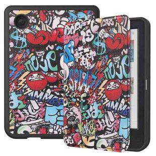 For KOBO Clara Colour / BW Painted Voltage Caster TPU Leather Smart Tablet Case(Graffiti)