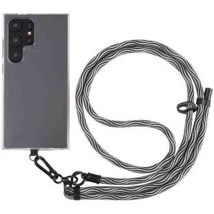 8mm S Texture Phone Anti-lost Neck Chain Nylon Crossbody Lanyard, Adjustable Length: about 75-135cm(Black Grey)