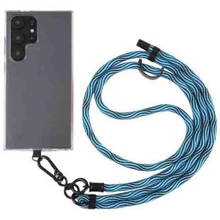 8mm S Texture Phone Anti-lost Neck Chain Nylon Crossbody Lanyard, Adjustable Length: about 75-135cm(Black Sky Blue)