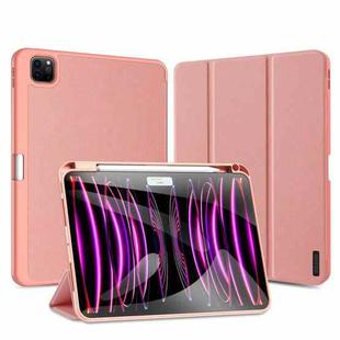 For iPad Pro 11 2024 DUX DUCIS Domo Series Cloth Texture Magnetic Leather Tablet Case(Pink)