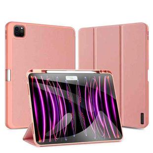 For iPad Pro 13 2024 DUX DUCIS Domo Series Cloth Texture Magnetic Leather Tablet Case(Pink)