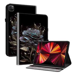 For iPad Pro 12.9 2022 / 2021 / 2020 Crystal Texture Painted Leather Smart Tablet Case(Black Rose)