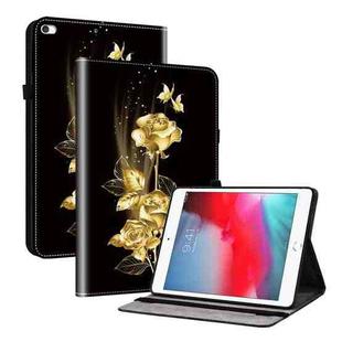 For iPad mini 5 / 4 / 3 / 2 Crystal Texture Painted Leather Smart Tablet Case(Gold Butterfly Rose)