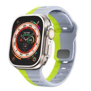 For Apple Watch Ultra 2 49mm Wave Texture Reverse Buckle Silicone Watch Band(Grey Green)