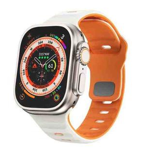 For Apple Watch Series 9 45mm Wave Texture Reverse Buckle Silicone Watch Band(Starlight Orange)