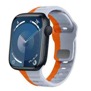 For Apple Watch Series 9 45mm Wave Texture Reverse Buckle Silicone Watch Band(Grey Orange)