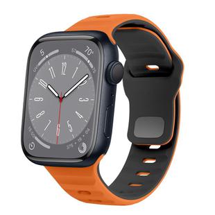 For Apple Watch Series 8 41mm Wave Texture Reverse Buckle Silicone Watch Band(Orange Black)