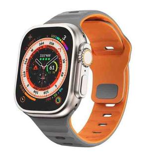 For Apple Watch Series 8 41mm Wave Texture Reverse Buckle Silicone Watch Band(Space Grey Orange)