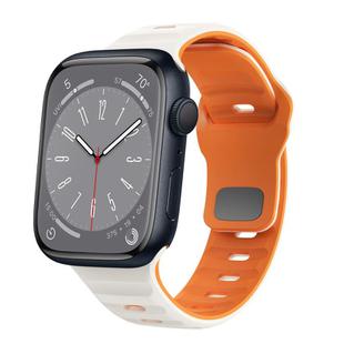 For Apple Watch Series 8 41mm Wave Texture Reverse Buckle Silicone Watch Band(Starlight Orange)