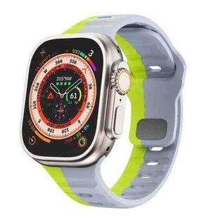 For Apple Watch Series 8 45mm Wave Texture Reverse Buckle Silicone Watch Band(Grey Green)