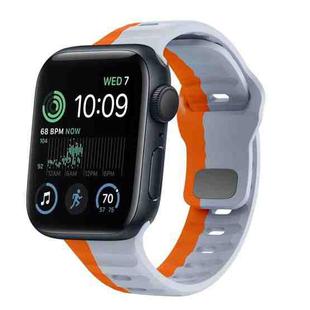 For Apple Watch SE 2022 44mm Wave Texture Reverse Buckle Silicone Watch Band(Grey Orange)