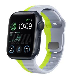 For Apple Watch SE 2022 44mm Wave Texture Reverse Buckle Silicone Watch Band(Grey Green)