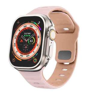 For Apple Watch Series 6 44mm Wave Texture Reverse Buckle Silicone Watch Band(Pink+Rose Ash)