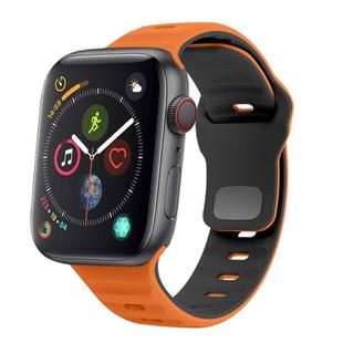 For Apple Watch Series 4 40mm Wave Texture Reverse Buckle Silicone Watch Band(Orange Black)