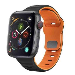 For Apple Watch Series 4 40mm Wave Texture Reverse Buckle Silicone Watch Band(Black Orange)