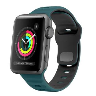 For Apple Watch Series 3 38mm Wave Texture Reverse Buckle Silicone Watch Band(Green Black)