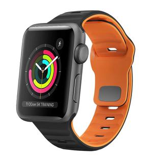 For Apple Watch Series 2 42mm Wave Texture Reverse Buckle Silicone Watch Band(Black Orange)