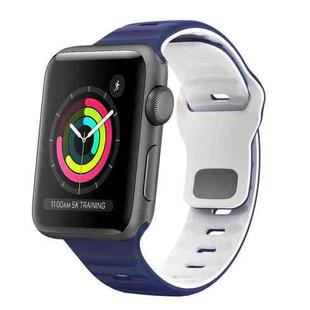 For Apple Watch 38mm Wave Texture Reverse Buckle Silicone Watch Band(Midnight Blue White)