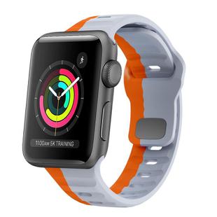 For Apple Watch 38mm Wave Texture Reverse Buckle Silicone Watch Band(Grey Orange)