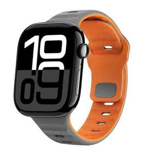 For Apple Watch Series 10 42mm Wave Texture Reverse Buckle Silicone Watch Band(Space Grey Orange)