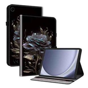 For Samsung Galaxy Tab A9 Crystal Texture Painted Leather Tablet Case(Black Rose)