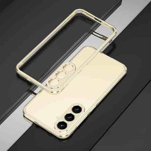 For Samsung Galaxy S24+ 5G Aurora Series Lens Protector + Metal Frame Phone Case(Gold Silver)