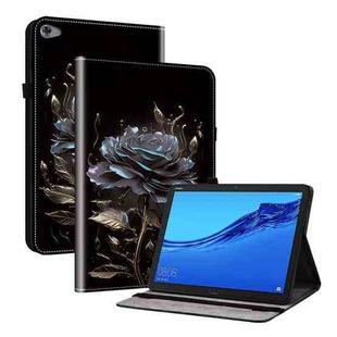 For Huawei MediaPad M5 Lite 10 / C5 10.1 Crystal Texture Painted Leather Smart Tablet Case(Black Rose)