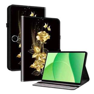 For OPPO Pad SE 11 inch Crystal Texture Painted Leather Tablet Case(Gold Butterfly Rose)