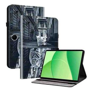 For OPPO Pad SE 11 inch Crystal Texture Painted Leather Tablet Case(Cat Reflection Tiger)