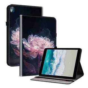 For Nokia T10 Crystal Texture Painted Leather Tablet Case(Purple Peony)