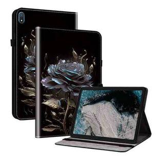 For Nokia T20 10.4 2021 Crystal Texture Painted Leather Tablet Case(Black Rose)