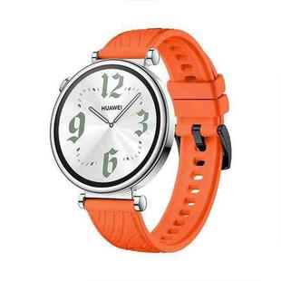 For Huawei Watch GT 4 18mm Texture Black Buckle Silicone Watch Band(Orange)