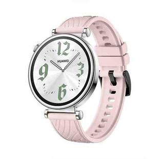 For Huawei Watch GT 4 18mm Texture Black Buckle Silicone Watch Band(Pink)