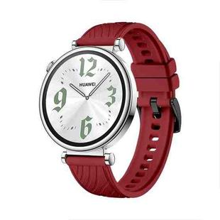 For Huawei Watch GT 4 18mm Texture Black Buckle Silicone Watch Band(Red)