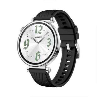 For Huawei Watch GT 4 18mm Texture Silver Buckle Silicone Watch Band(Black)