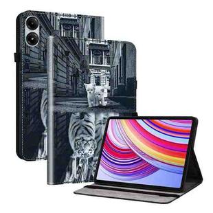For Xiaomi Redmi Pad Pro 12.1 Crystal Texture Painted Leather Tablet Case(Cat Reflection Tiger)