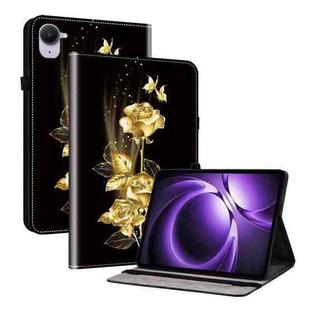 For Xiaomi Redmi K Pad 8.8 inch Crystal Texture Painted Leather Tablet Case(Gold Butterfly Rose)